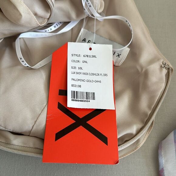 After Six Lux Shim V Neck Cold Shoulder Flounce Dress Bridesmaid in Gold Sz.10L - Picture 9 of 11